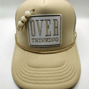 Beige Cap with 'Over Thinking' Patch